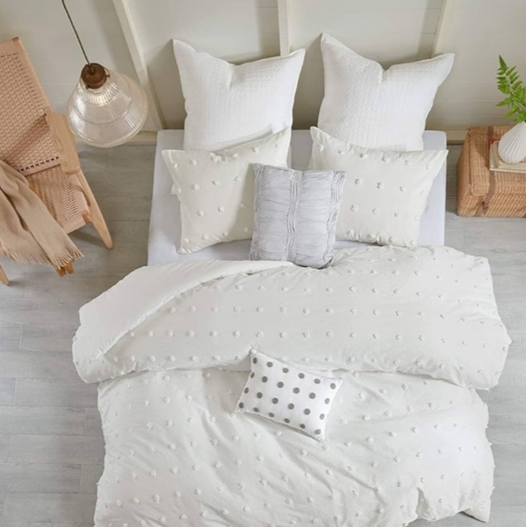 Lavender Gray Chevron Tufted Boho King Size Zigzag Comforter Shams Set Bedding - Picture 13 of 14